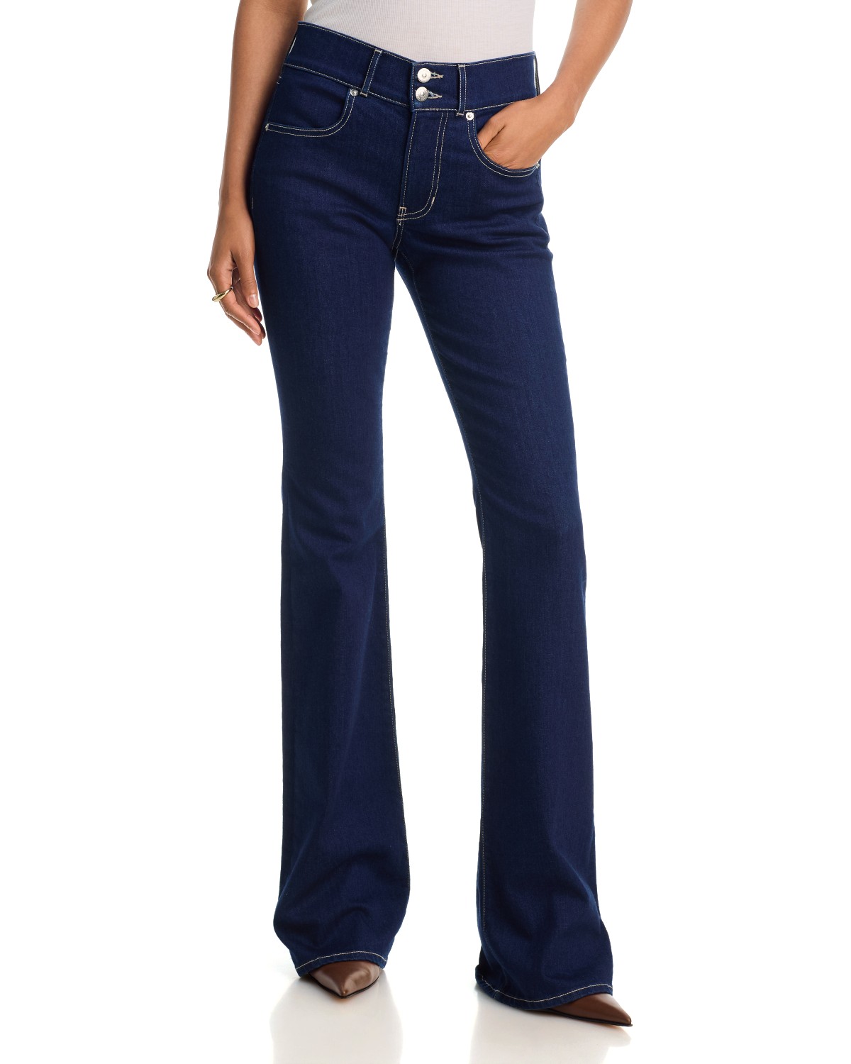 Beverly Mid Rise Skinny Flare Jeans in Indigo Rinse
