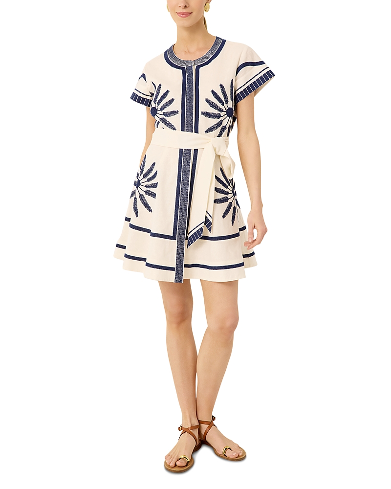 Marie Oliver Sable Cotton Linen Belted Dress