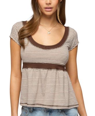 Sady Contrast Striped Babydoll Top