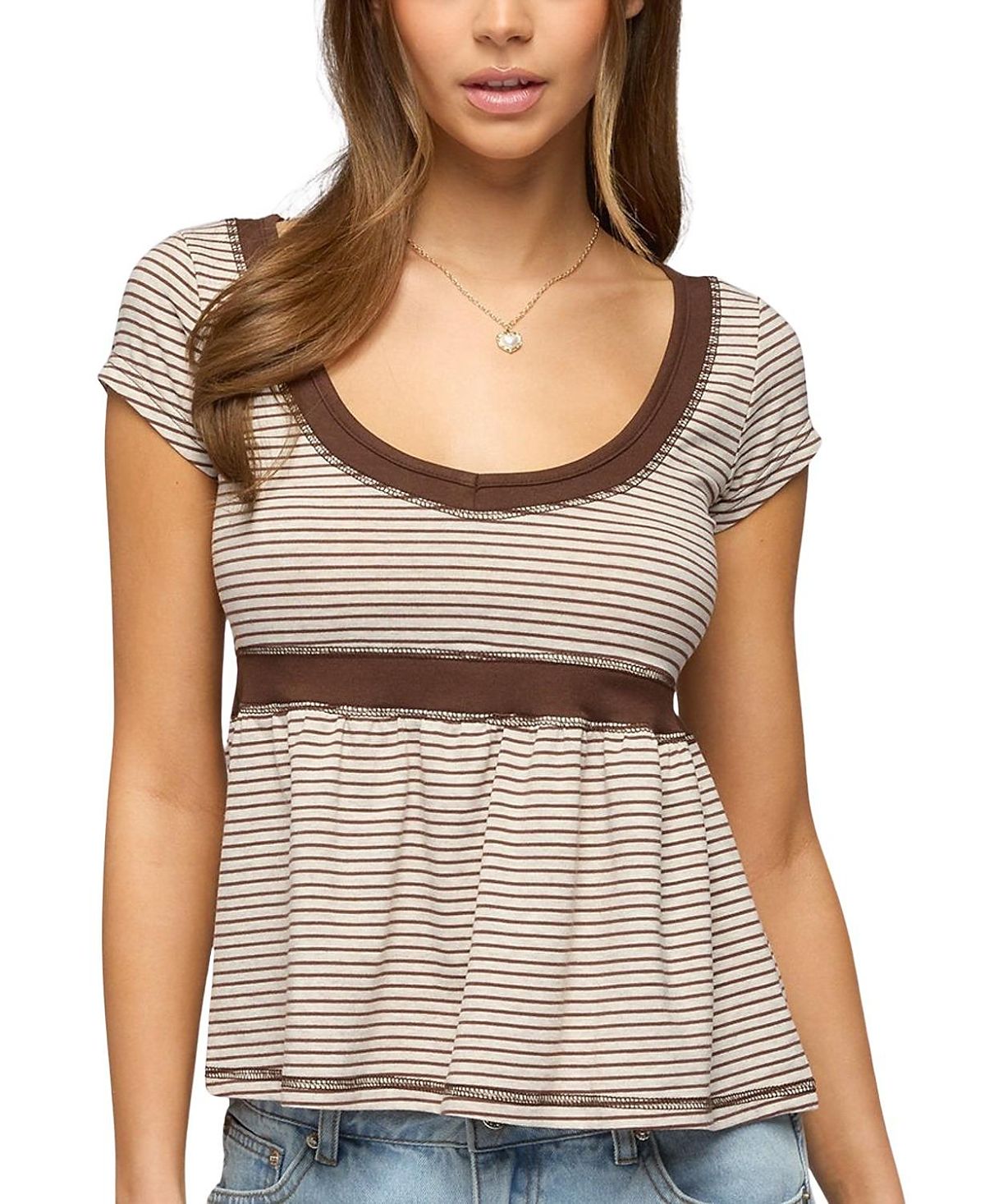 Edikted Sady Contrast Striped Babydoll Top