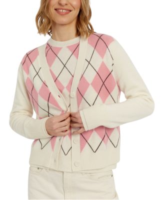  Women's Wool-Cashmere Diamond Cardigan