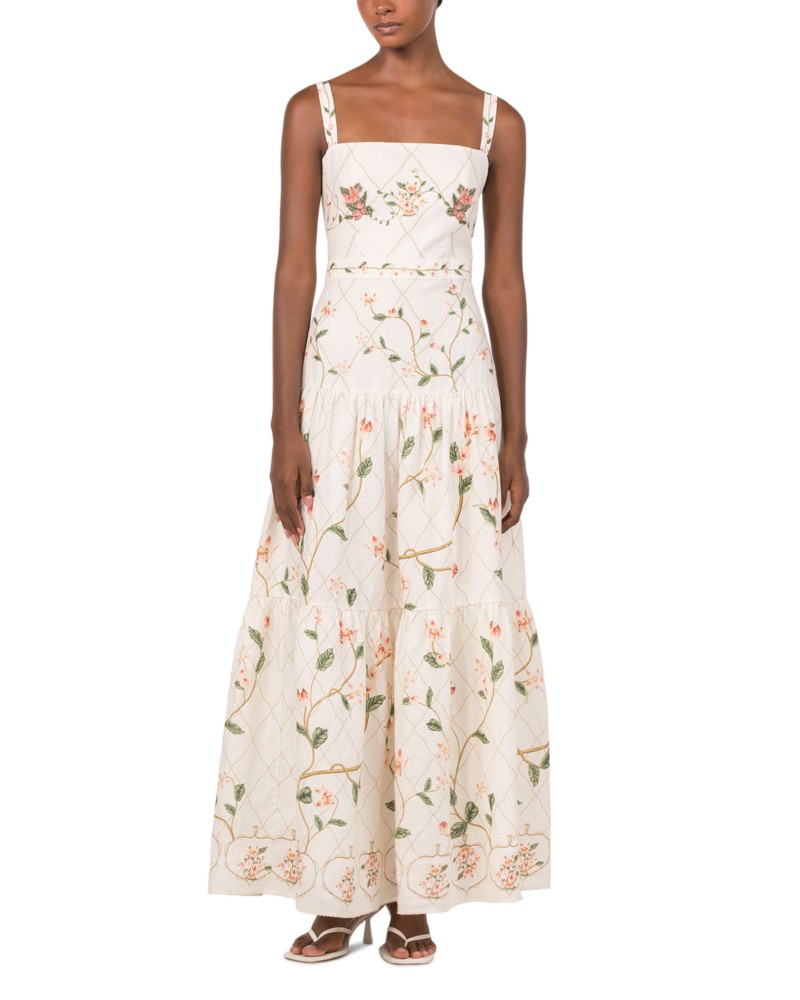 Agua by Agua Bendita Lima Navegante Linen Maxi Dress in Multicolor