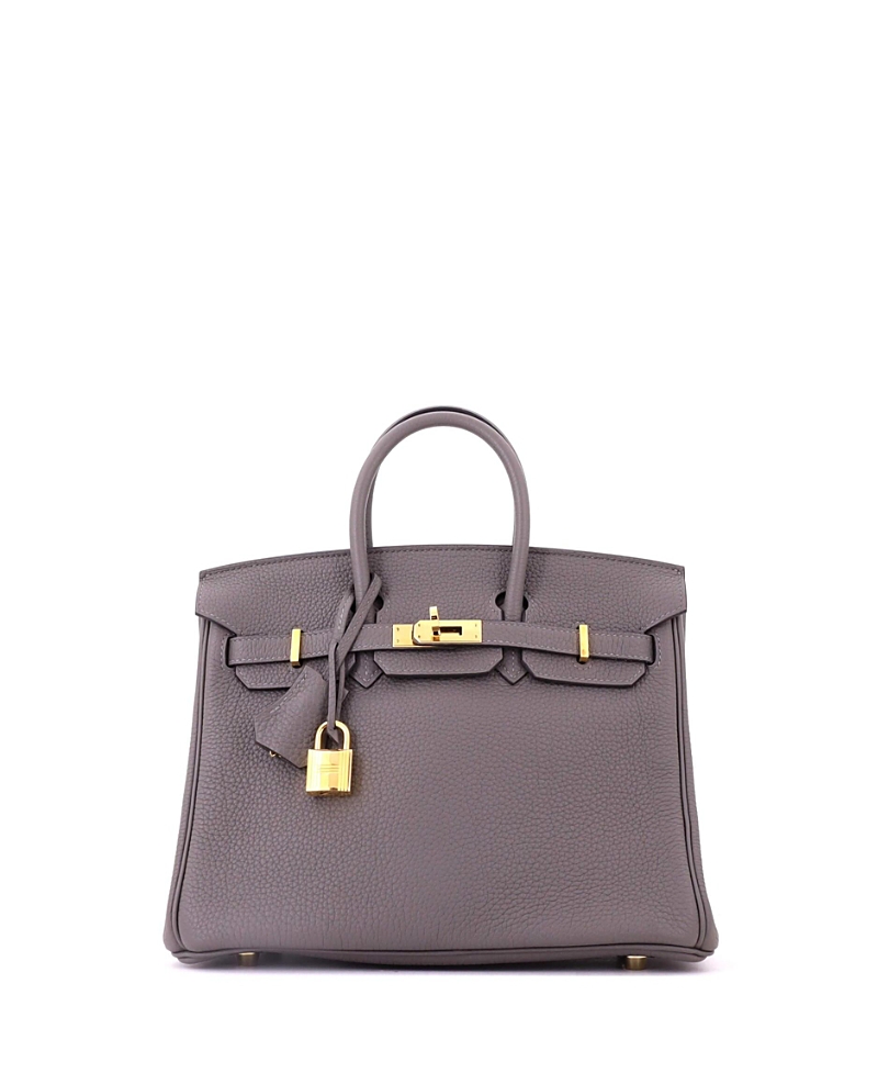 Pre-Owned HERMES Birkin 25 Handbag Grey Togo with Gold Hardware