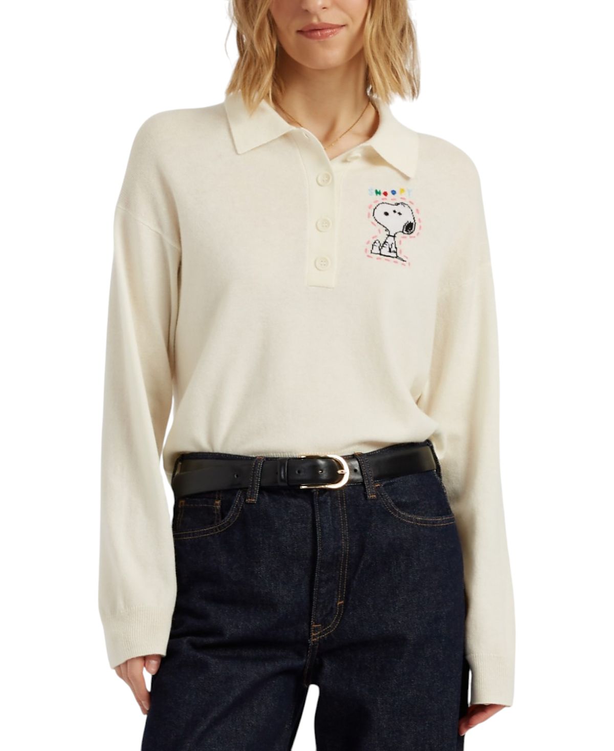 Chinti & Parker Women's Wool-Cashmere Snoopy Polo Sweater