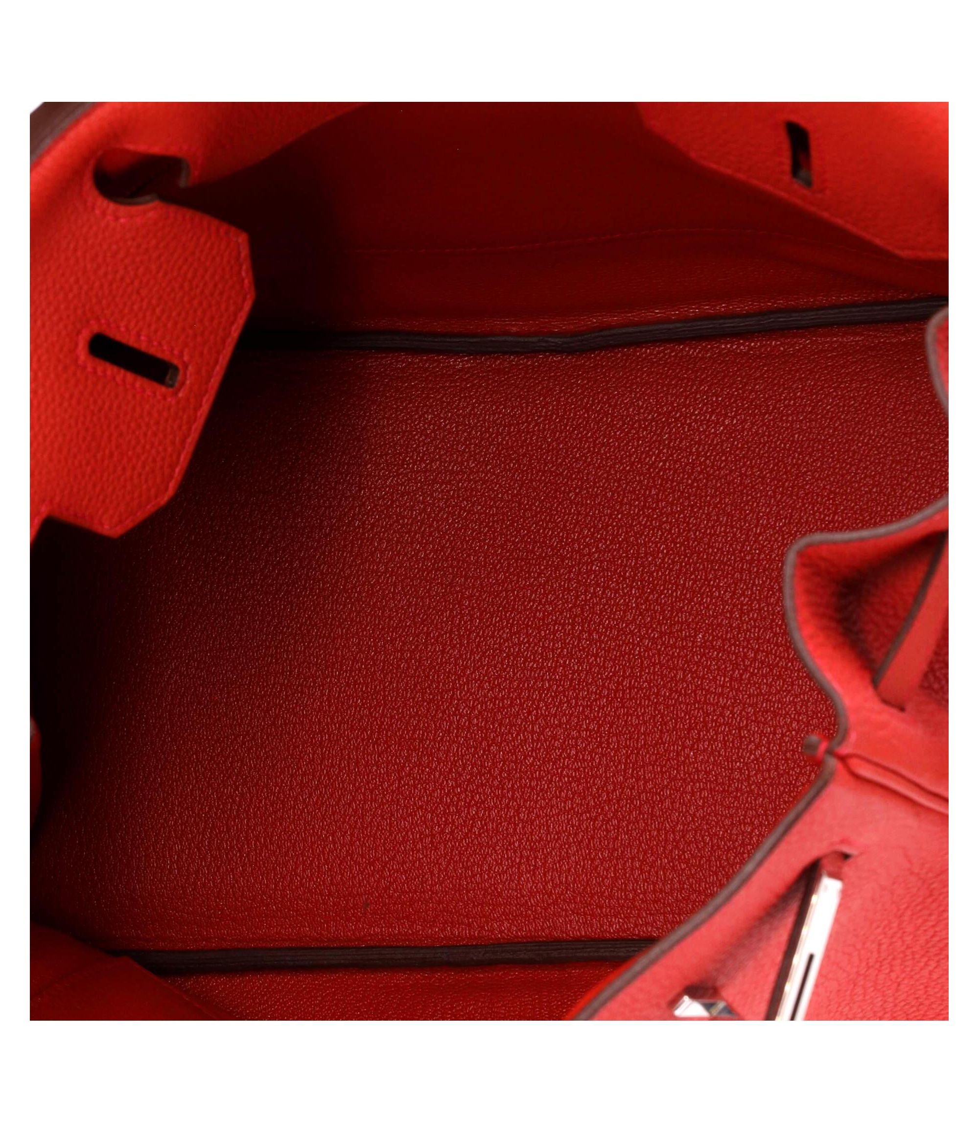 Birkin 30 Handbag Red Togo with Palladium Hardware — Image 8