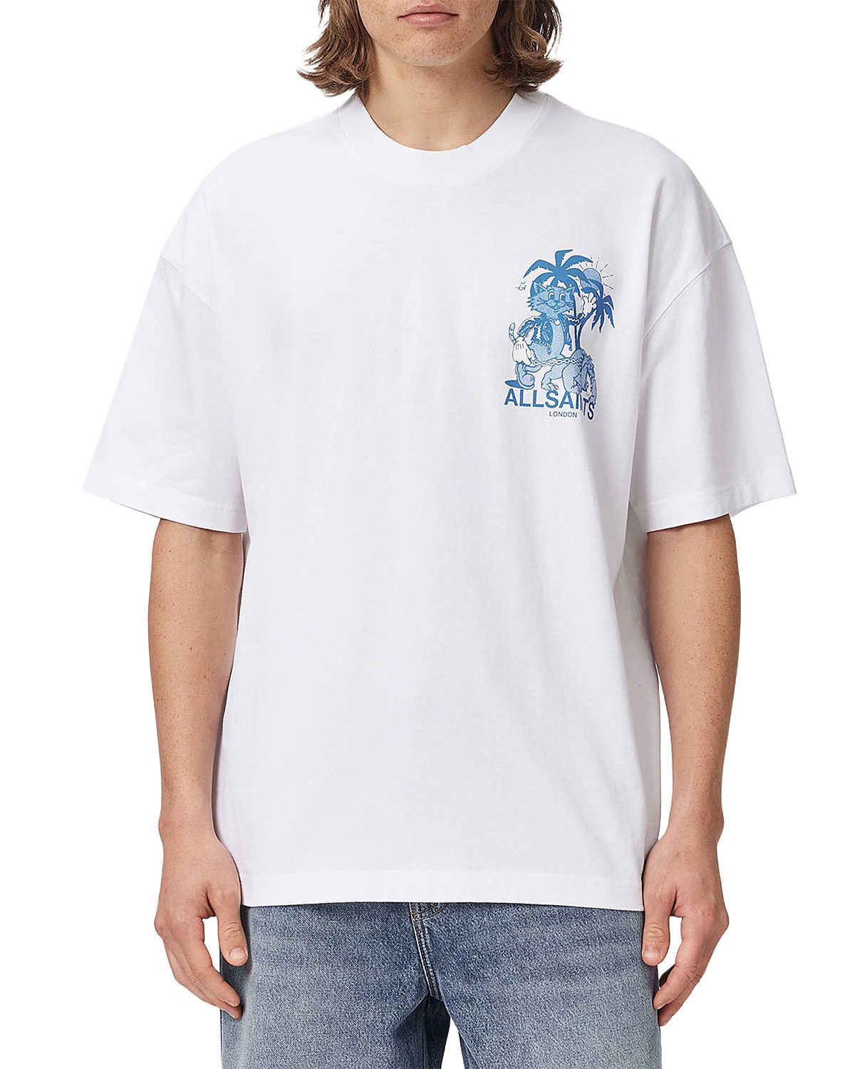 Allsaints Bulldog Cat Tropical Graphic T-Shirt