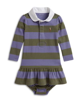 Girls' Striped Cotton Rugby Dress & Bloomer - Baby