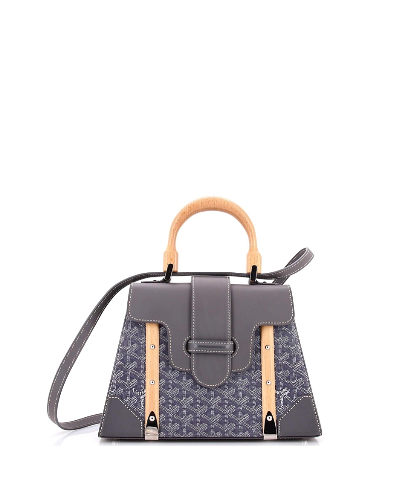 Pre-Owned Goyard Pm Saigon Top Handle Bag Coated Canvas with Leather