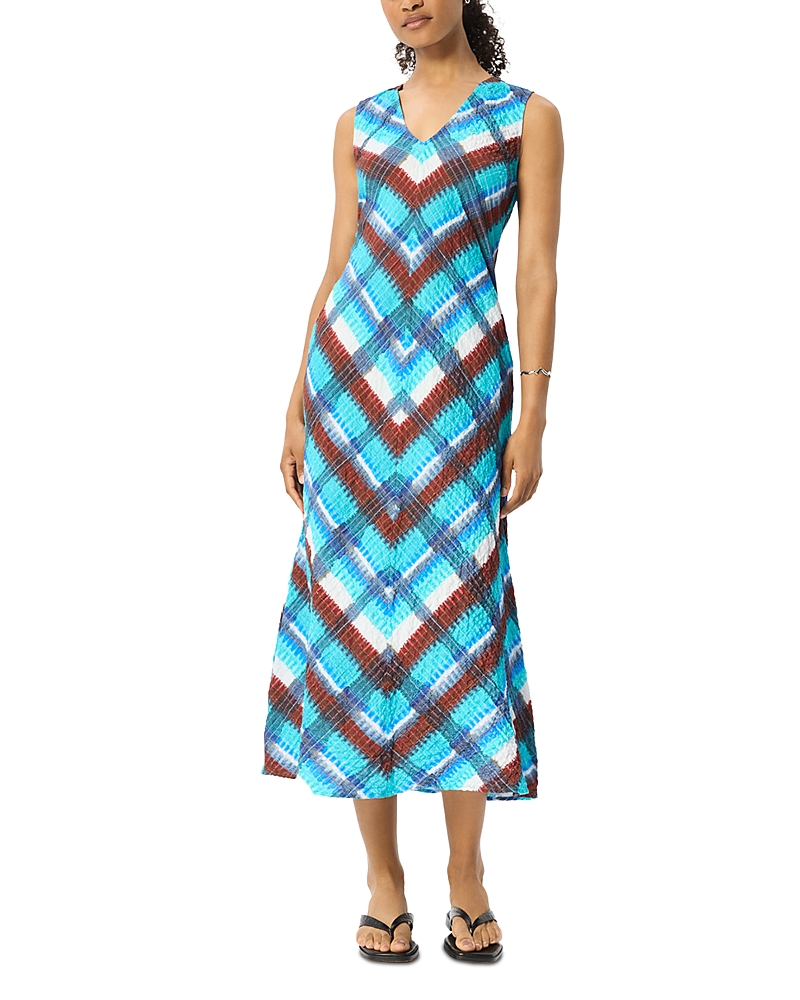 Whistles Checked V Neck Textured Dress