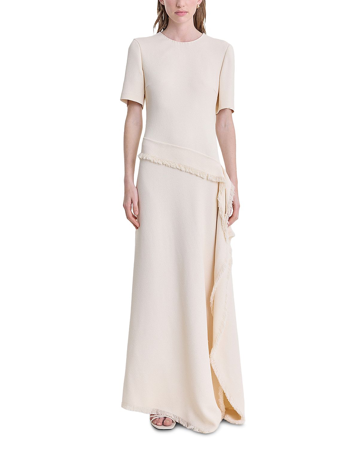 Fforme Jaune Asymmetric Frayed Hem Dress