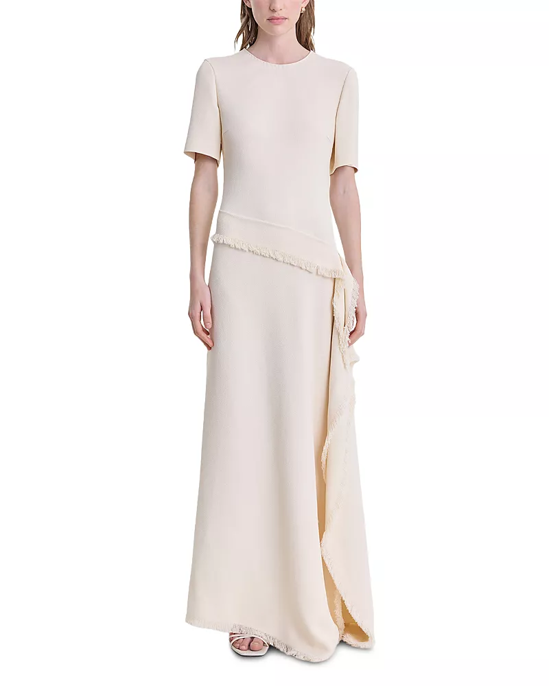 Fforme Jaune Asymmetric Frayed Hem Dress