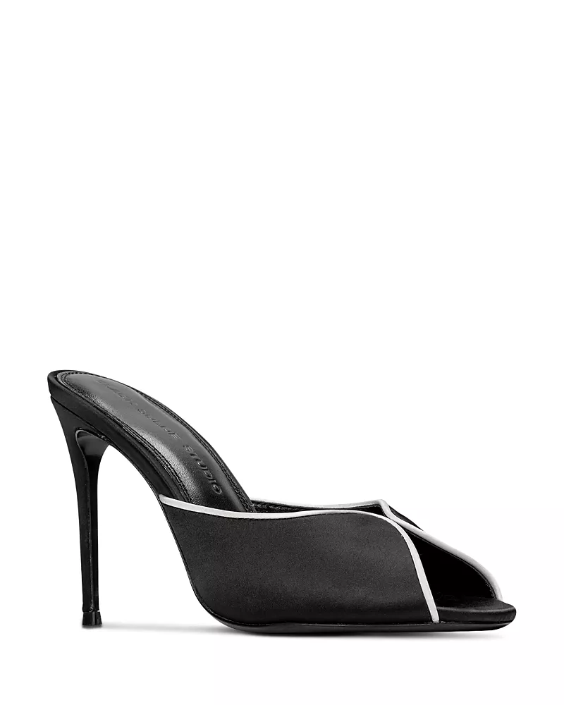 Black Suede Studio Women's Open Toe Pumps