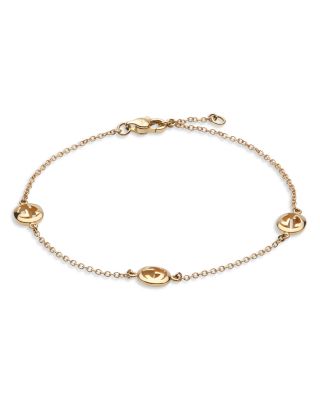 18K Yellow Gold Interlocking Logo Station Link Bracelet