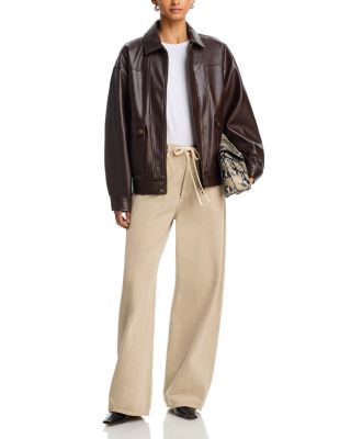 Ashland Faux Leather Bomber Jacket - thumbnail 4