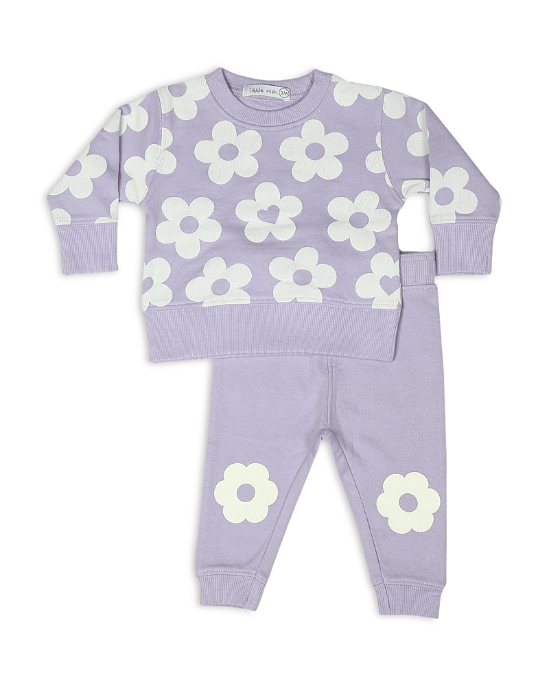 Little Mish Girls' Allover Daisy French Terry Top & Pants Set - Baby