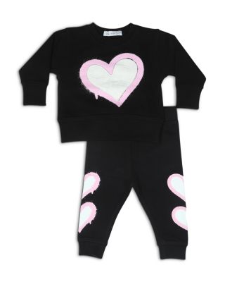Girls' Graffiti Heart Appliqu&eacute; French Terry Top & Pants Set - Baby