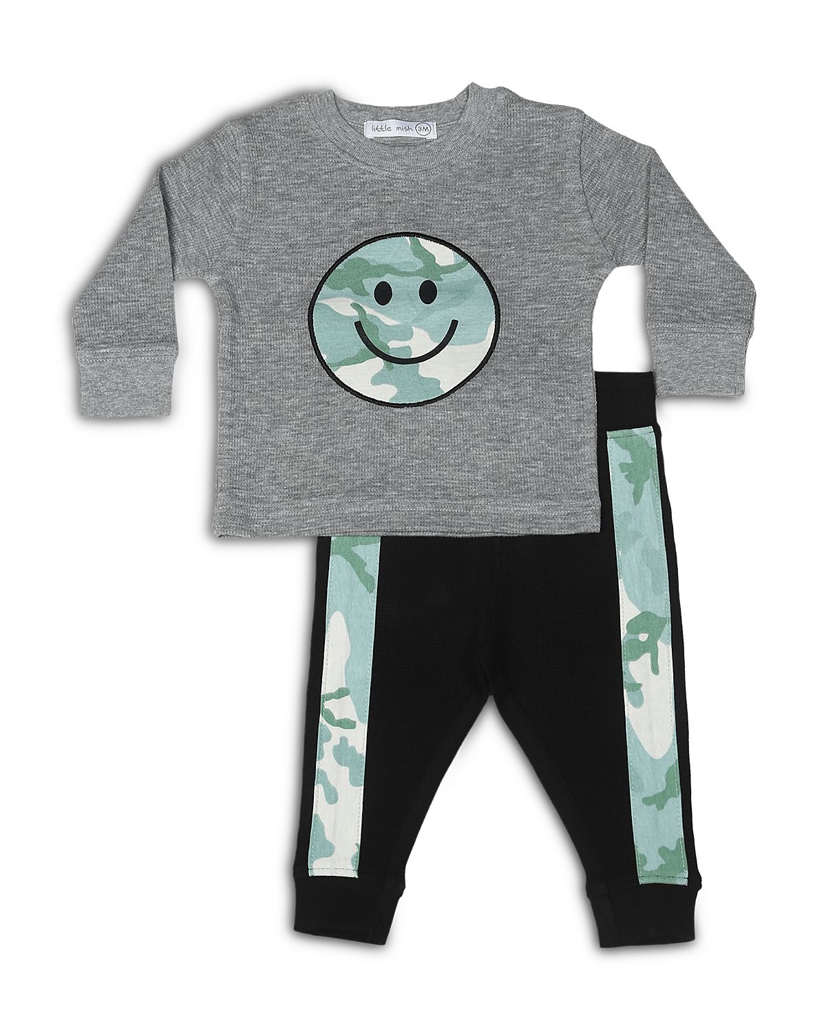 Little Mish Boys' Camo Patch Smiley Thermal Shirt & Pants Set - Toddler
