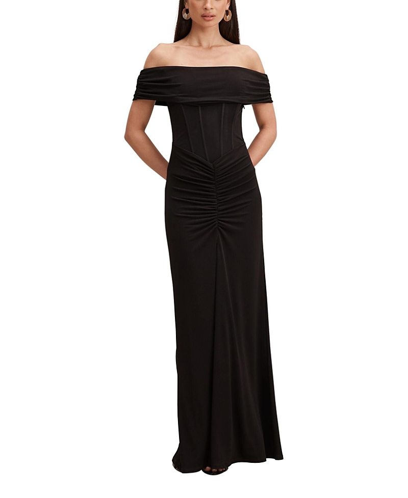 Ever New Women's Ania Ruched Bardot Neck Maxi Dress