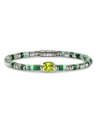 Sterling Silver Heishi Peridot & Multi Gemstone Bead Bracelet