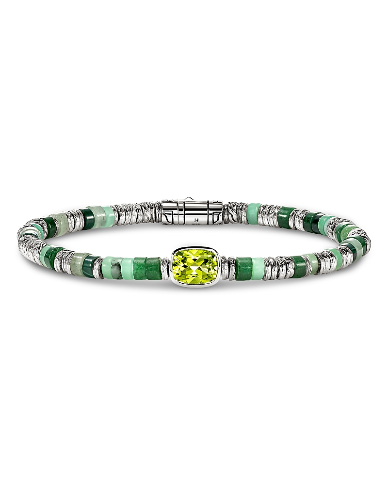 John Hardy Sterling Silver Heishi Peridot & Multi Gemstone Bead Bracelet