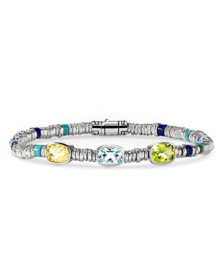 Sterling Silver Heishi Multi Gemstone Bead Bracelet