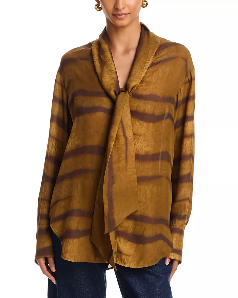 Frame The Silk Oversized Tie Shirt