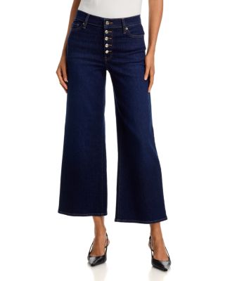 Le Pixie Slim Palazzo Exposed Button Jeans in Fairway
