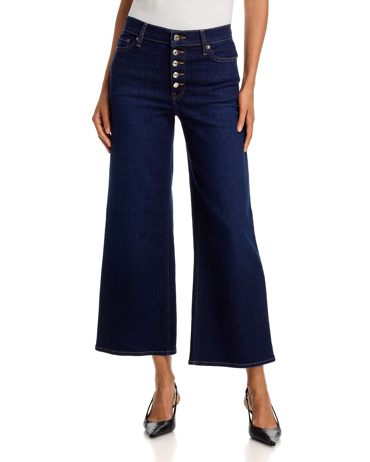 Frame Le Pixie Slim Palazzo Exposed Button Jeans