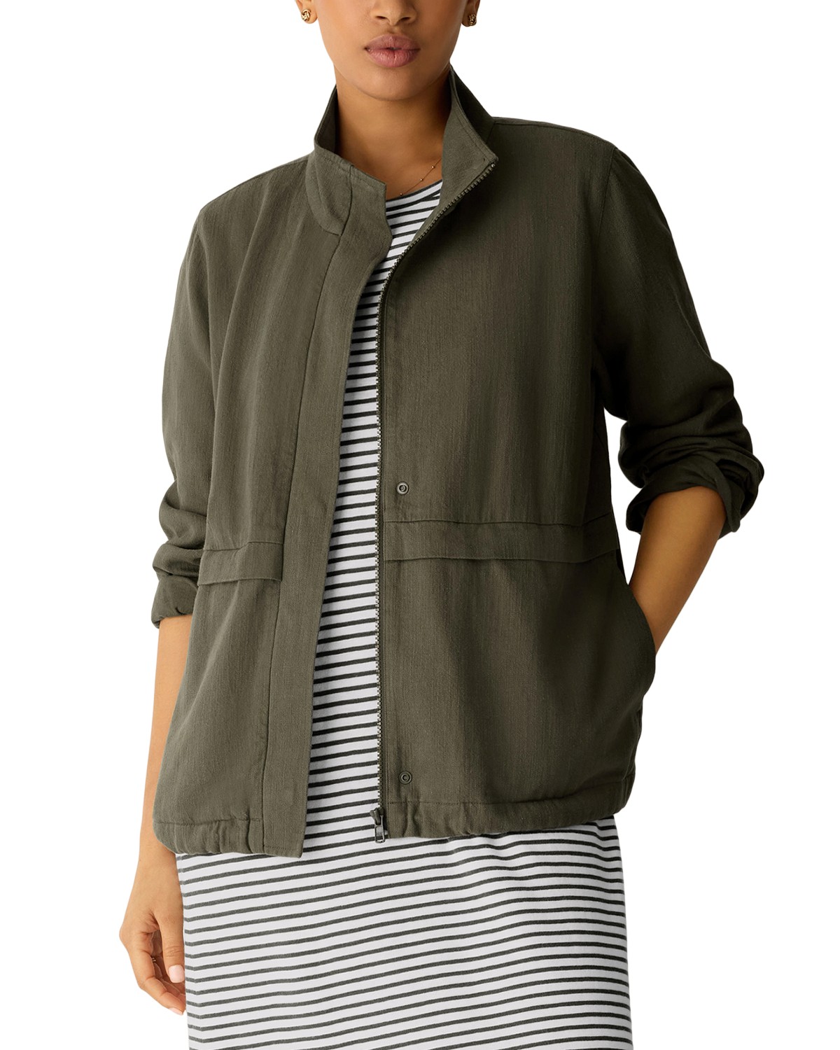 Mock Neck Zippered Jacket