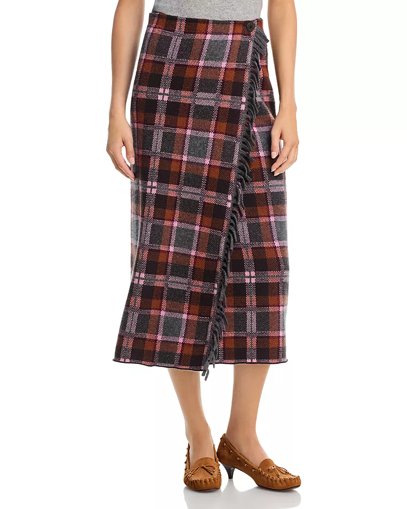 Guest in Residence Wool Cashmere Tartan Wrap Skirt