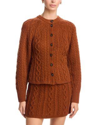 Cashmere Wool Cable Sculpted Cardigan