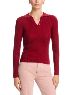 Cashmere Shrunken Waffle Polo