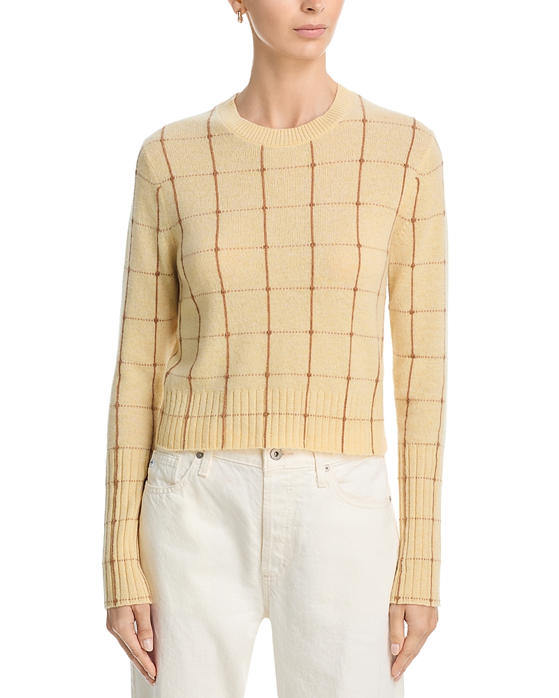 Guest in Residence Cashmere Shrunken Checker Crew Top