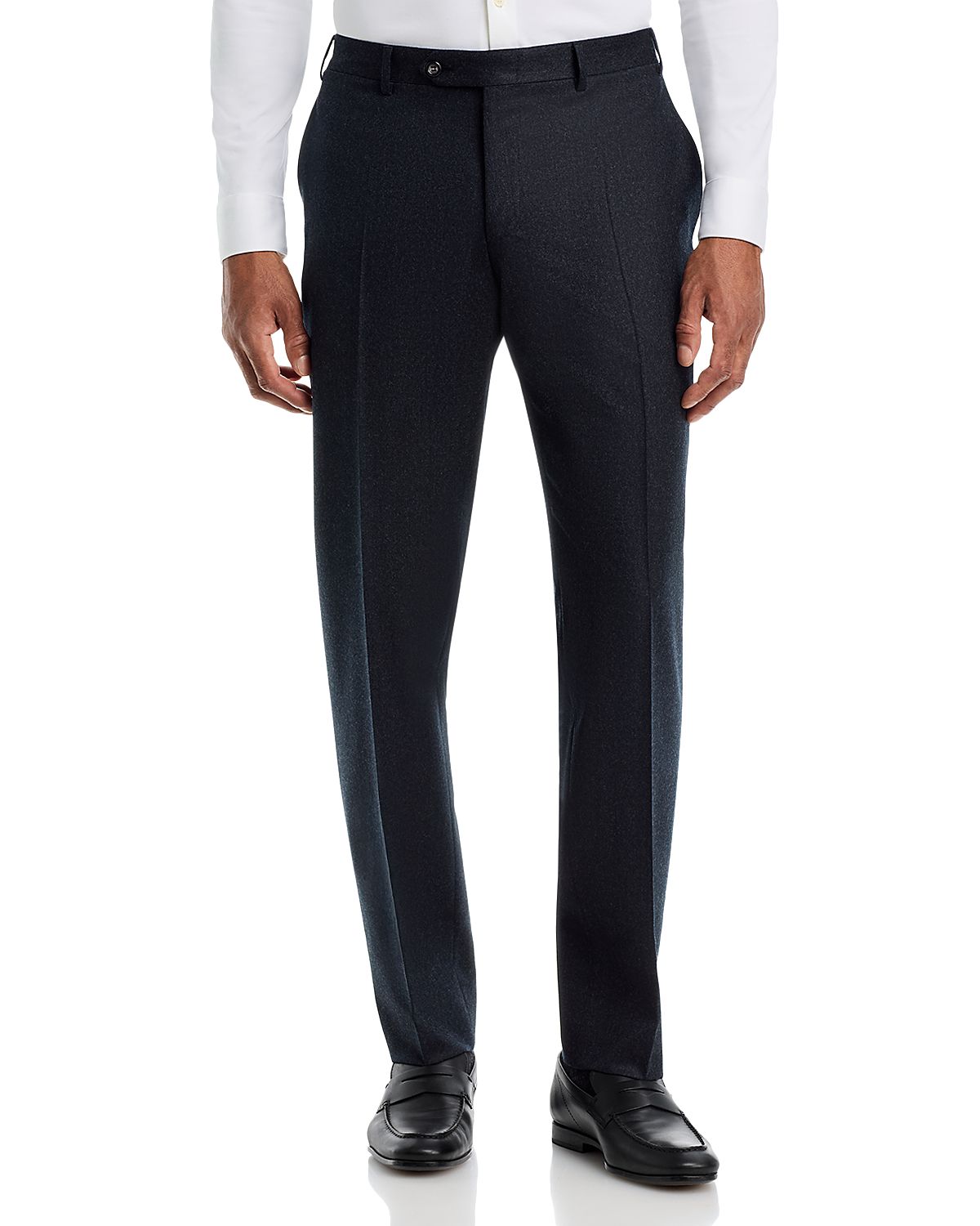 Canali Capri Regular Fit Flat Front Flannel Trousers