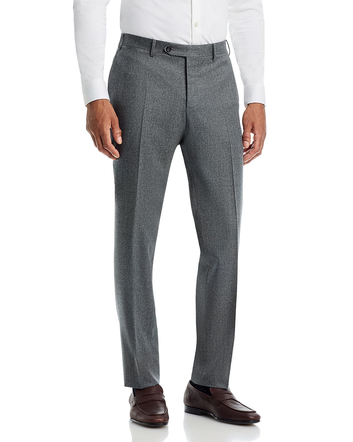 Canali Capri Regular Fit Flat Front Flannel Trousers