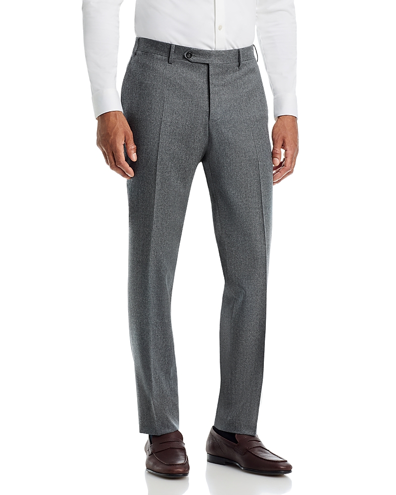 Canali Capri Regular Fit Flat Front Flannel Trousers