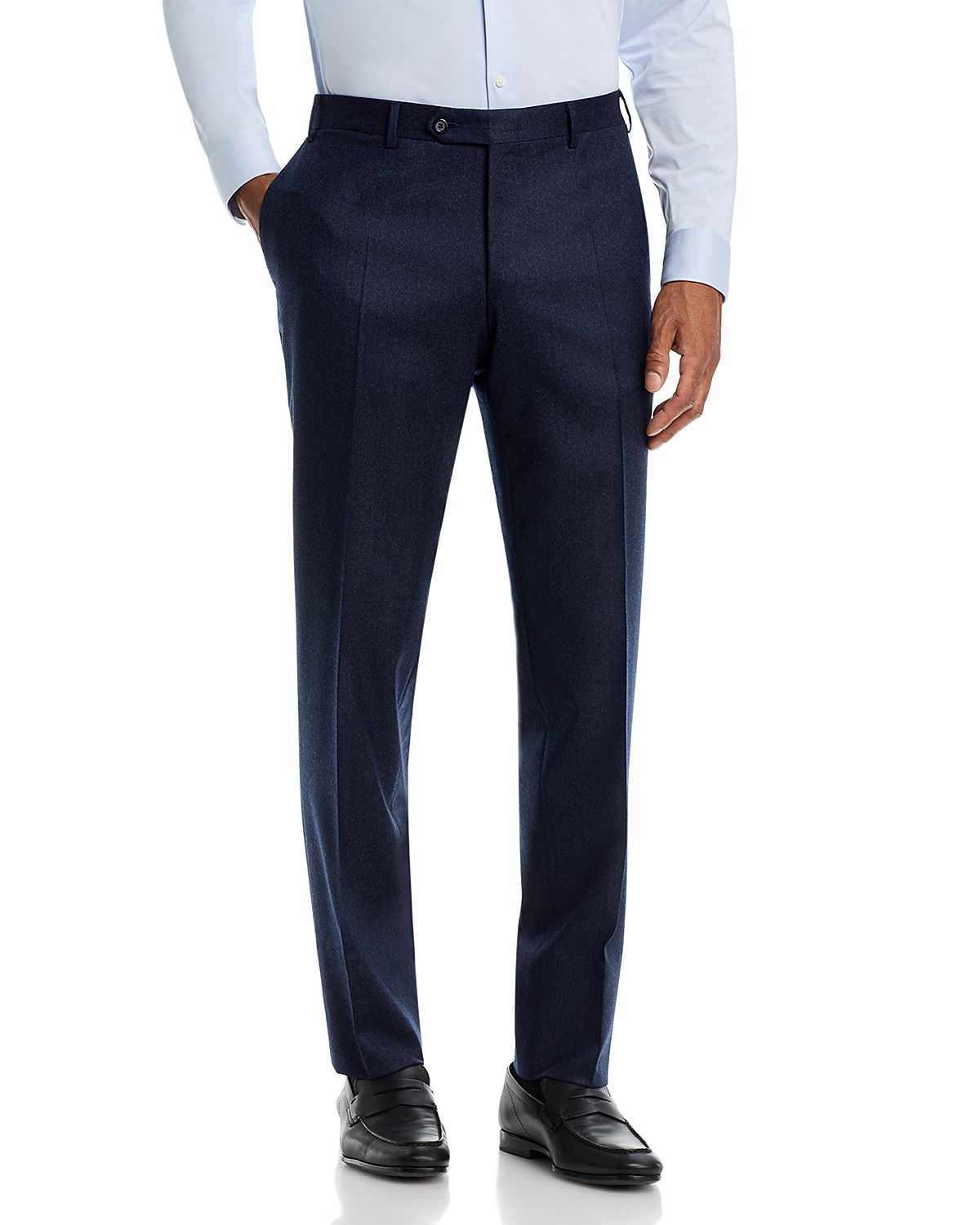 Canali Capri Regular Fit Flat Front Flannel Trousers
