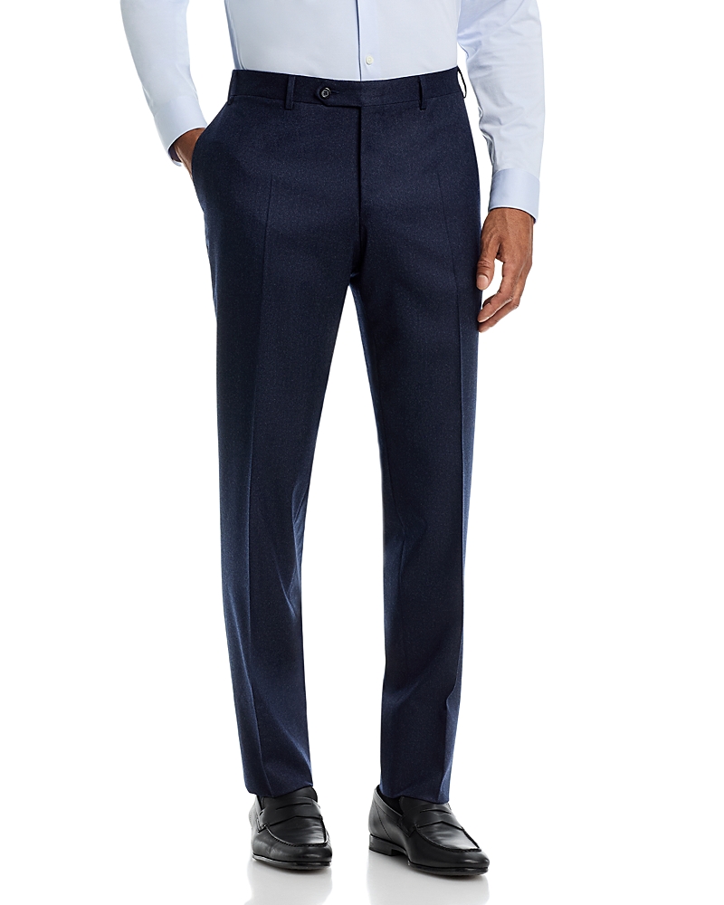 Canali Capri Regular Fit Flat Front Flannel Trousers