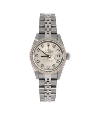 Oyster Perpetual Datejust Automatic Watch in Stainless Steel and White Gold with Diamond Markers 26mm