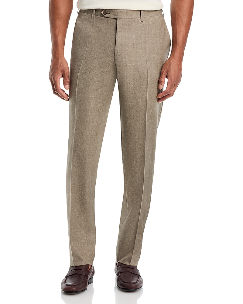 Canali Capri Regular Fit Flat Front Flannel Trousers
