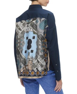  Sirene Poplin Shirt with Silk Twill Milano Print Scarf Back