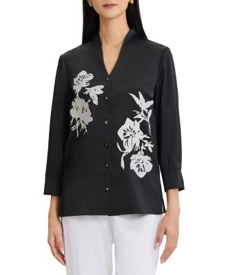 Embroidered Crepe de Chine Blouse