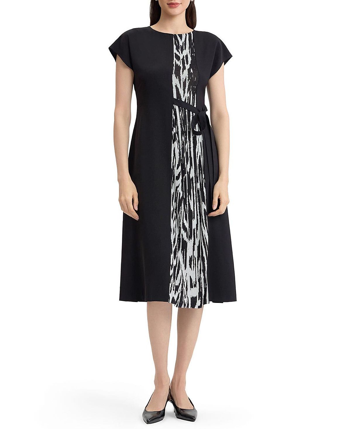 Misook Fit & Flare Abstract Animal Print Midi Dress