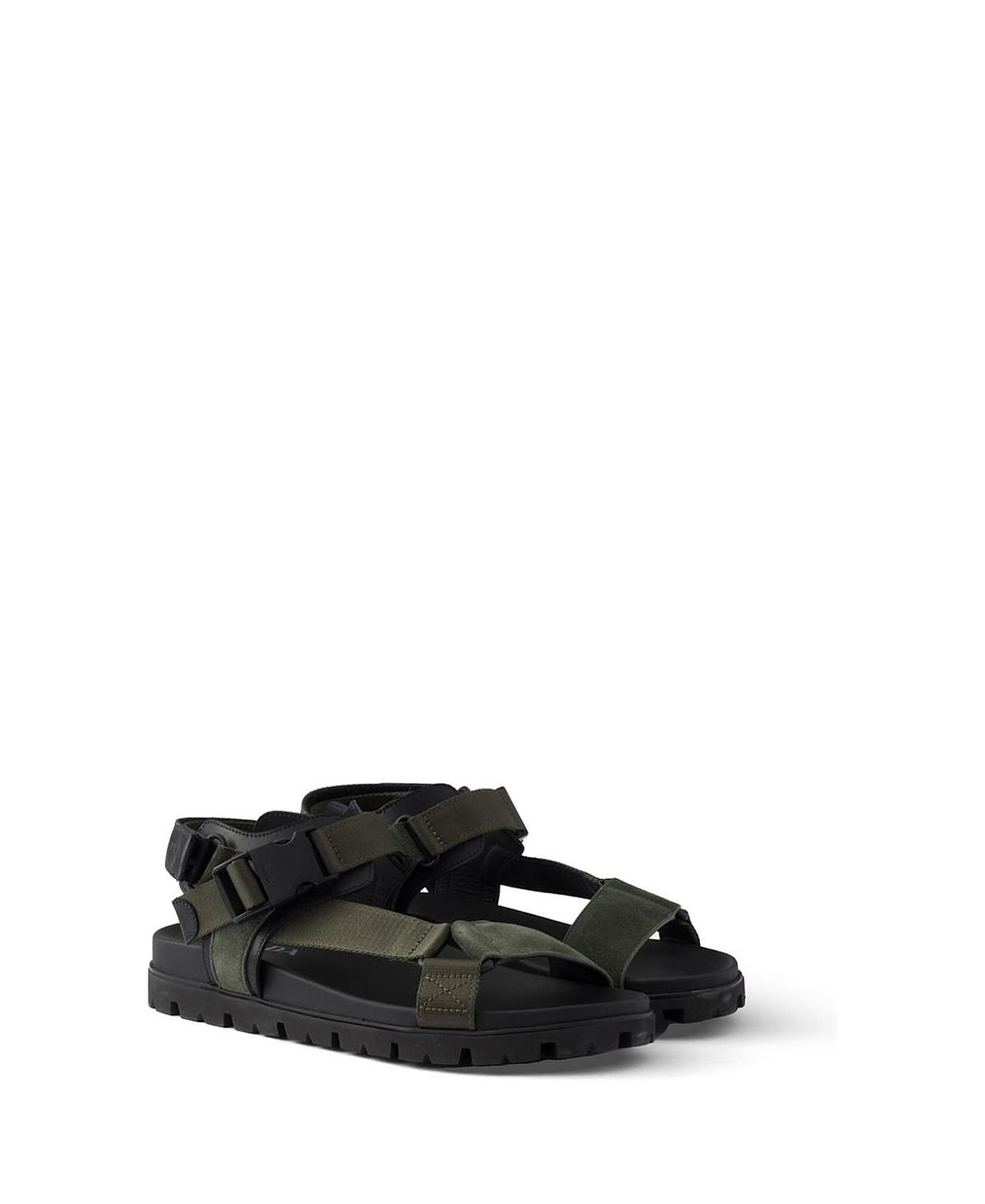 Prada Men's Suede And Woven Tape Sporty Sandal