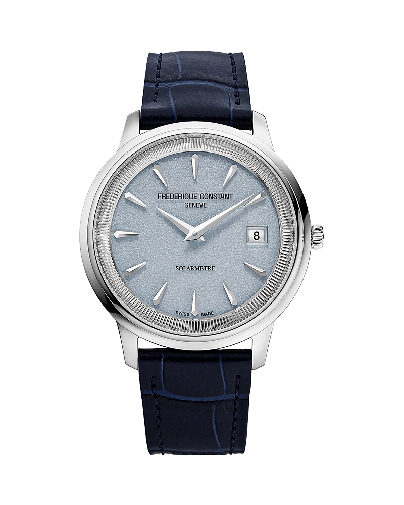 Frederique Constant Solarmetre Moneta Leather Strap Watch, 39mm