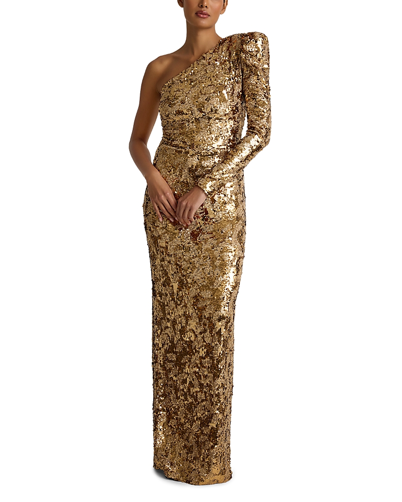 St. John Stretch Sequin One Shoulder Gown