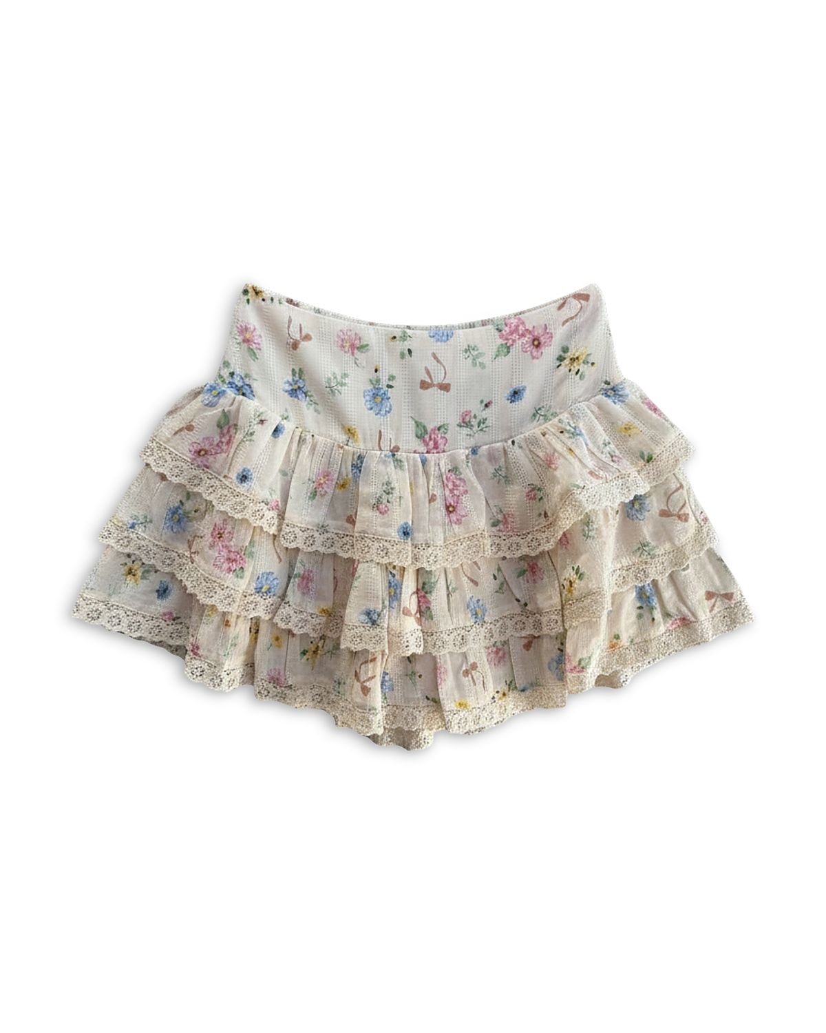 KatieJnyc Girls' Lace Trim Seersucker Skirt - Big Kid