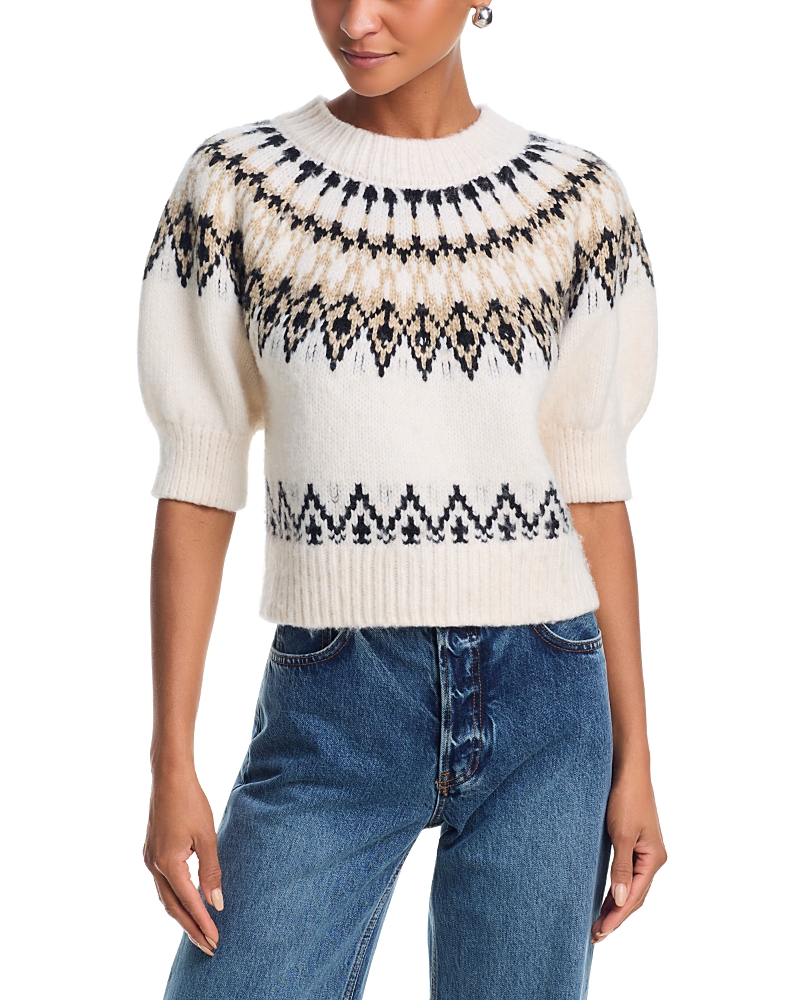 Aqua Short Sleeve Fair Isle Crewneck Sweater - Exclusive