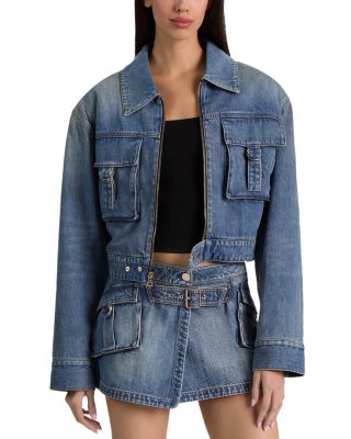 Leroy Cropped Denim Aviator Jacket