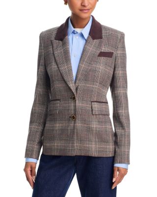 Rosella Faux Suede Glen Plaid Suiting Blazer